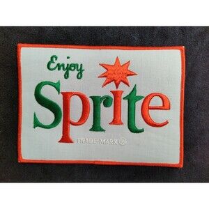 Vintage Enjoy Sprite Soda Patch 1960s 70s Logo Embroidered Sew Iron On Retro Pop